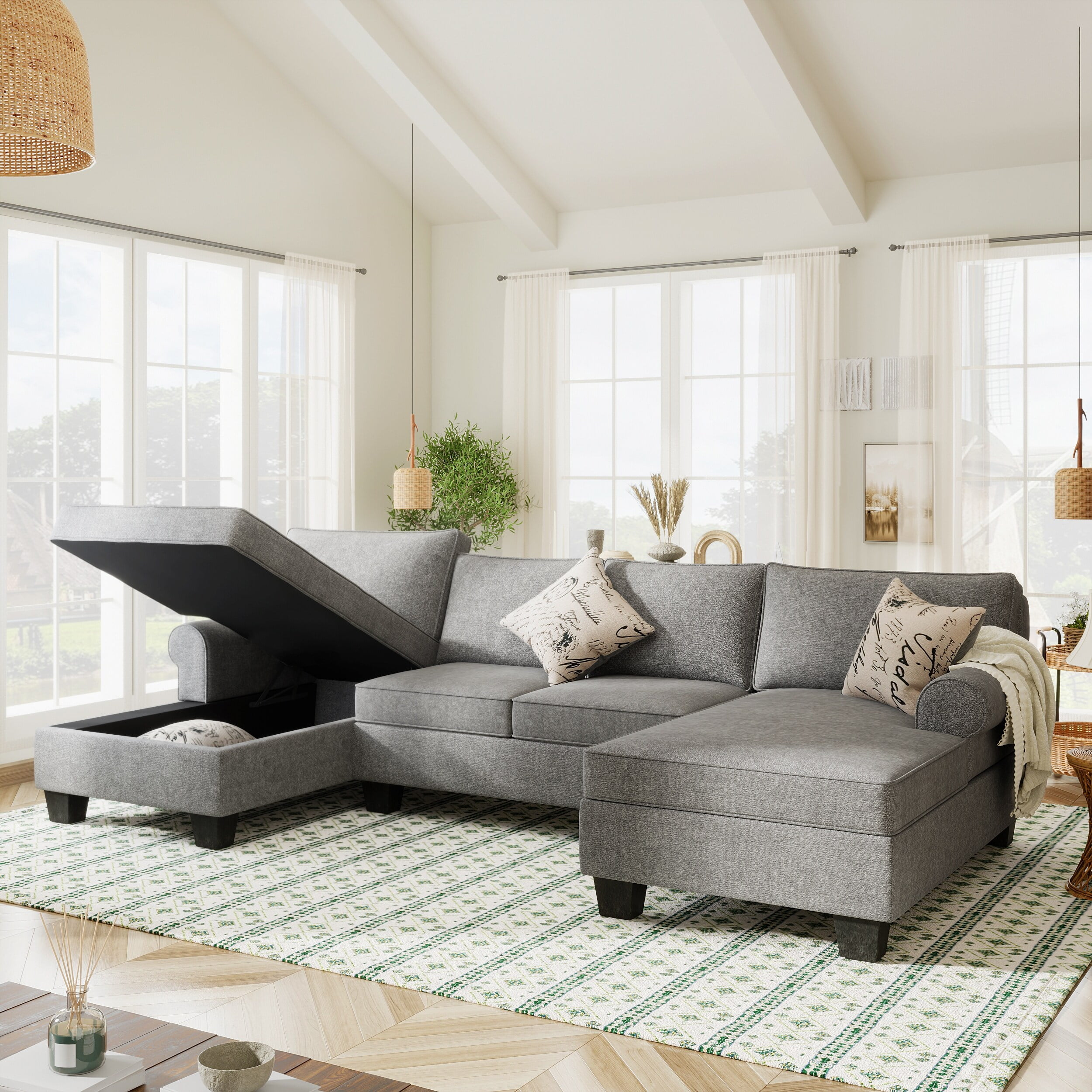 U shaped sectional on sale with two chaises