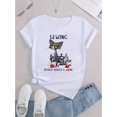 thumbnail image 2 of Camiseta de mujer verano Patrón de Corazón cuello redondoChic Cat Print Women's T-Shirt - Casual Crew Neck, Short Sleeve, Stretchy Polyester Blend, Machine Washable - Perfect for Summer & Casual Att, 2 of 6
