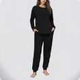 thumbnail image 6 of Felirenzacia Womens Sherpa Fleeced Crewneck Long Sleeves Shirt Long Pants Pajama Sets with Pockets, Winter Casual Warm Pullover Sleepwear Sets, Cuffed Thermal Undershirt Loungewear for Women, 6 of 6