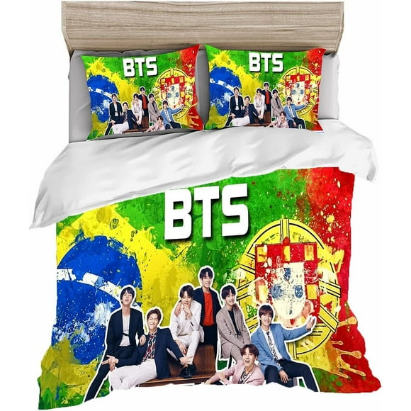 Bts Bedding Set, Tbs Bangtan Boys Duvet Cover And Pillowcase Bts Microfiber D Print, Multicolor, P