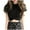 Black-03, variant on Perfectbot Womens Ruched Crop Tops Cross Wrap Short Sleeves Blouse Summer Fashion Shirt