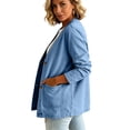 thumbnail image 5 of Sorvello Women's Vintage Open Front Denim Jacket, Long Sleeve Casual Jean Outerwear With V Neck For Daily Wear Blue M, 5 of 5
