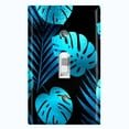 thumbnail image 1 of Metal Light Switch Plate Cover Tropical Jungle Palm Leaves Blue Black JGL011, 1 of 13