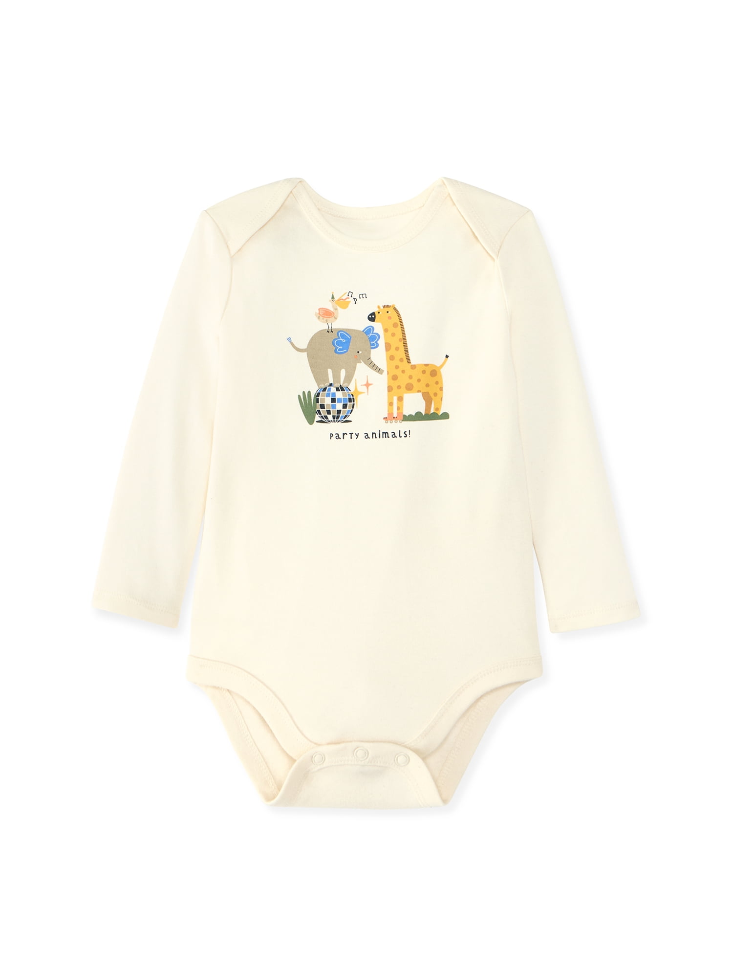 Garanimals Newborn & Baby 100% Cotton Long Sleeve Bodysuits, Sizes 0–24M, 4-Pack