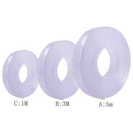 Washable Adhesive Tape nanoTape The Reusable Adhesive Silicone Tape,Free to Remove, Reusable Traceless,Stick to Glass, Metal, Kitchen Cabinets or Tile Nano Tape (Transparent, (Best Adhesive For Glass To Glass)
