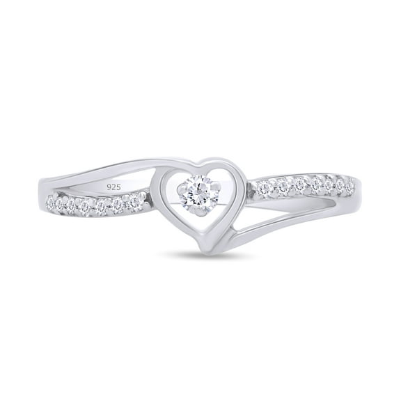 1/10 CT Round Cut Natural White Diamond Split Shank Heart Promise Ring In 14K White Gold Over 925 Sterling Silver (Color: I-J, Clarity: I2-I3, 0.10 Cttw) -5