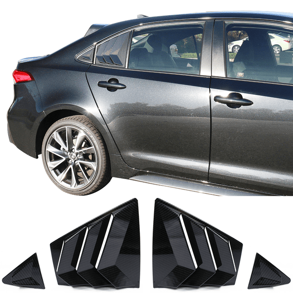 Ikon Motorsports Compatible with 20-24 Toyota Corolla Side Window Louver 4PC ABS Plastic Carbon Fiber Print CFL