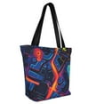 thumbnail image 4 of Cauagu Neon City Map Print Canvas Aesthetic Tote Bag for Women Beach Bag Shopping Bags Shoulder Bag Reusable Grocery Bags, 4 of 7
