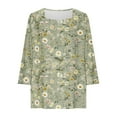 thumbnail image 6 of HAOTAGS Women's Floral Print Tops, Casual 3/4 Sleeve Blouse Top Spring Fall Stylish T-shirts Multicolor 2XL, 6 of 6