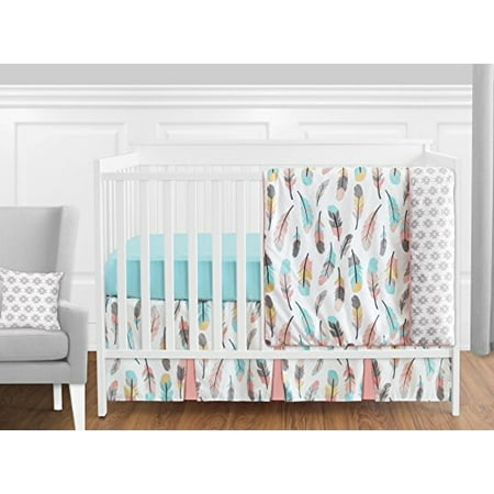 Sweet Jojo Designs 11 Piece Feather Baby Girls Crib Bedding Set