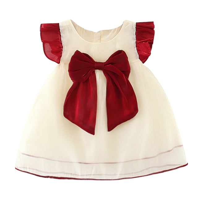 Cameland Robe Mignonne Sans Manches en Maille avec Nœud et Volants pour Bébés Filles
