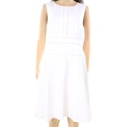 Karl Lagerfeld NEW White Womens Size 6 Ponte Lazer Cut Skater Dress