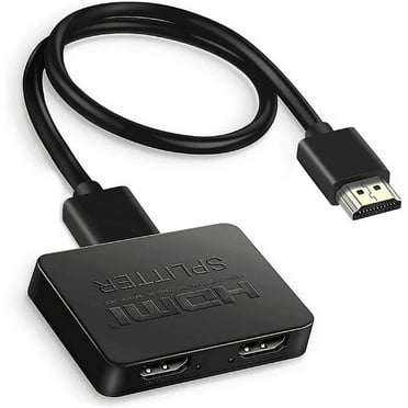 KZKR HDMI 1x2 Splitter, Model KF02257-001, 4K30Hz Resolution, ABS Material, Black, 1-In to 2-Out