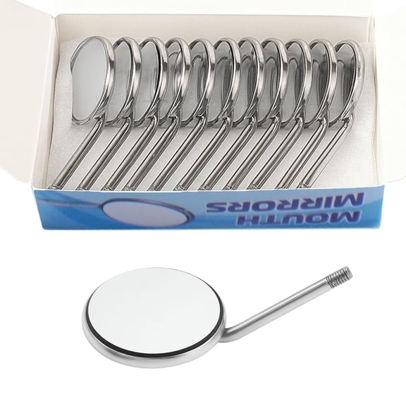 12 PCs Dental Anti-Fog Mouth Mirrors #5 (24mm) by VASTMED | Stainless Steel Dental Exam Mirror | Professional Dentist Mirror Tool | Autoclavable Oral Examination