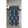 thumbnail image 3 of Ambesonne Deer Quilted Bedspread Set 2 Pcs, Retro Hipster Animals, Twin Size, Slate Blue Tan, 3 of 3