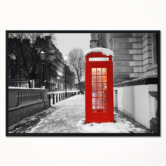 Design Art Red London Telephone Booth Framed Canvas Art Print