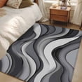 thumbnail image 5 of Black Gray Area&nbsp;Rug 4x6ft Gradient Ocean Wave Modern Abstract Geometric Non-Slip&nbsp;Washable Square&nbsp;Rugs Soft Felt Indoor Floor Mat for Bedroom Kitchen Living Room Bathroom, 5 of 9