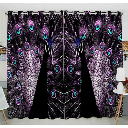 Gckg Purple Peacock Feature Window Curtain Kitchen Curtain Window