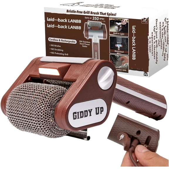 Mjers 2025 NEW Upgrated Giddy_Up Grill_Cleaner Giddy_Up Grill_Brush - Grill_Brush BBQ_Brush Bristle Free &_Scraper - Giddy_Up Grill_Cleaner As_Seen on_Tv! Cordless, Rechargeable BBQ Grill_Brush
