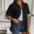thumbnail image 2 of Women Linen Shirt Casual Short Sleeve V Neck Blouse Button Down Top Summer Beach Comfortable Lightweight Breathable Stylish Tunic, 2 of 2