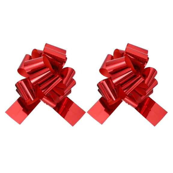 12 Inch Giant Large Pull Bow 2 Pcs Big Glitter Metallic Car Bows Ribbon for Wedding Presents Gift Wrapping Christmas, Red