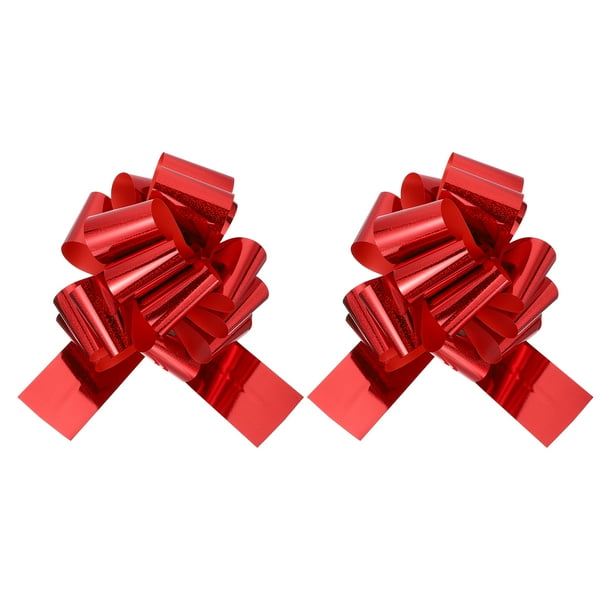 Lazo gigante grande de 16 pulgadas 2 Pcs grandes lazos metálicos de purpurina para regalos de boda, envoltura de regalos de Navidad, rojo