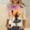 Khaki plus size halloween top a1, variant on Women Plus Size Halloween Round Neck 3/4 Sleeve Graphic Gothic Tops Casual Pullover Blouses Spooky Outfits for Party Night Costume, Blue L