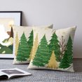 thumbnail image 2 of Pillow Covers 16x16 Set of 2, Green Christmas Tree Throw Pillow Covers Decorative Couch Cushion Cover, Golden Xmas Tree Winter Snowflake Rustic Microfiber Soft Pillowcases for Bedroom Living Room, 2 of 9