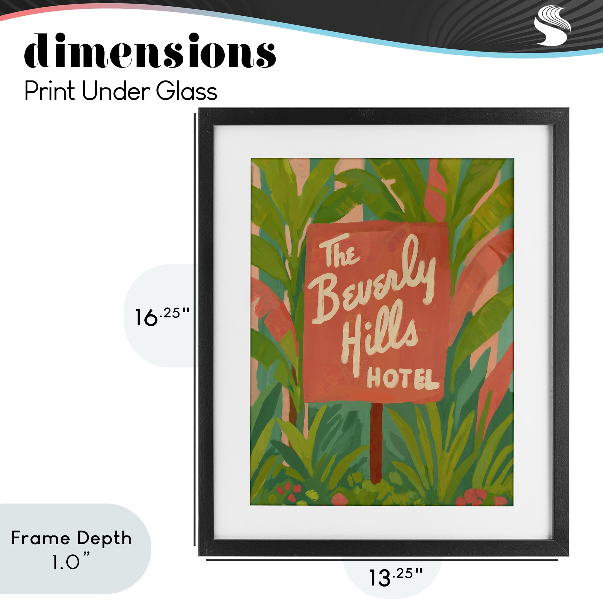 Stupell Industries Tropical Beverly Hills Hotel Black Framed Print Under Glass, design by Amelia Noyes