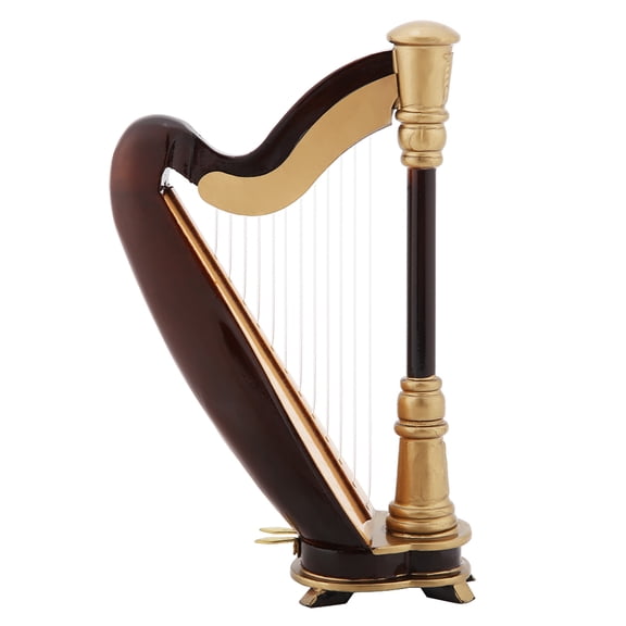 LYUMO Miniature Harp, Instrument Ornaments,Wooden Miniature Harp Replica with Gift Case Instrument Model Musical Gifts Ornaments