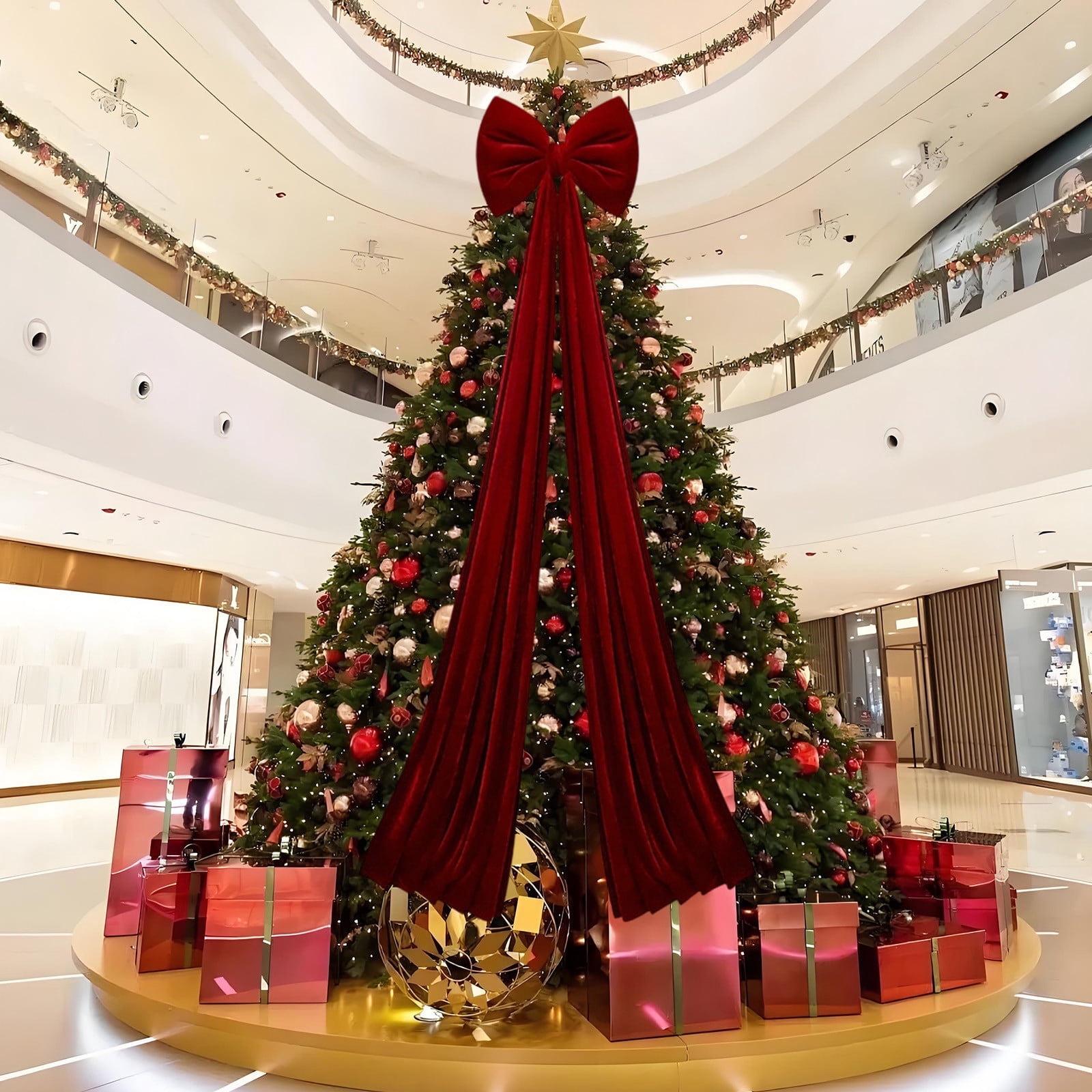 Deeceymbur Large Wine Red Velvet Bow for Christmas Tree Decoration Window Display Holiday Pendant