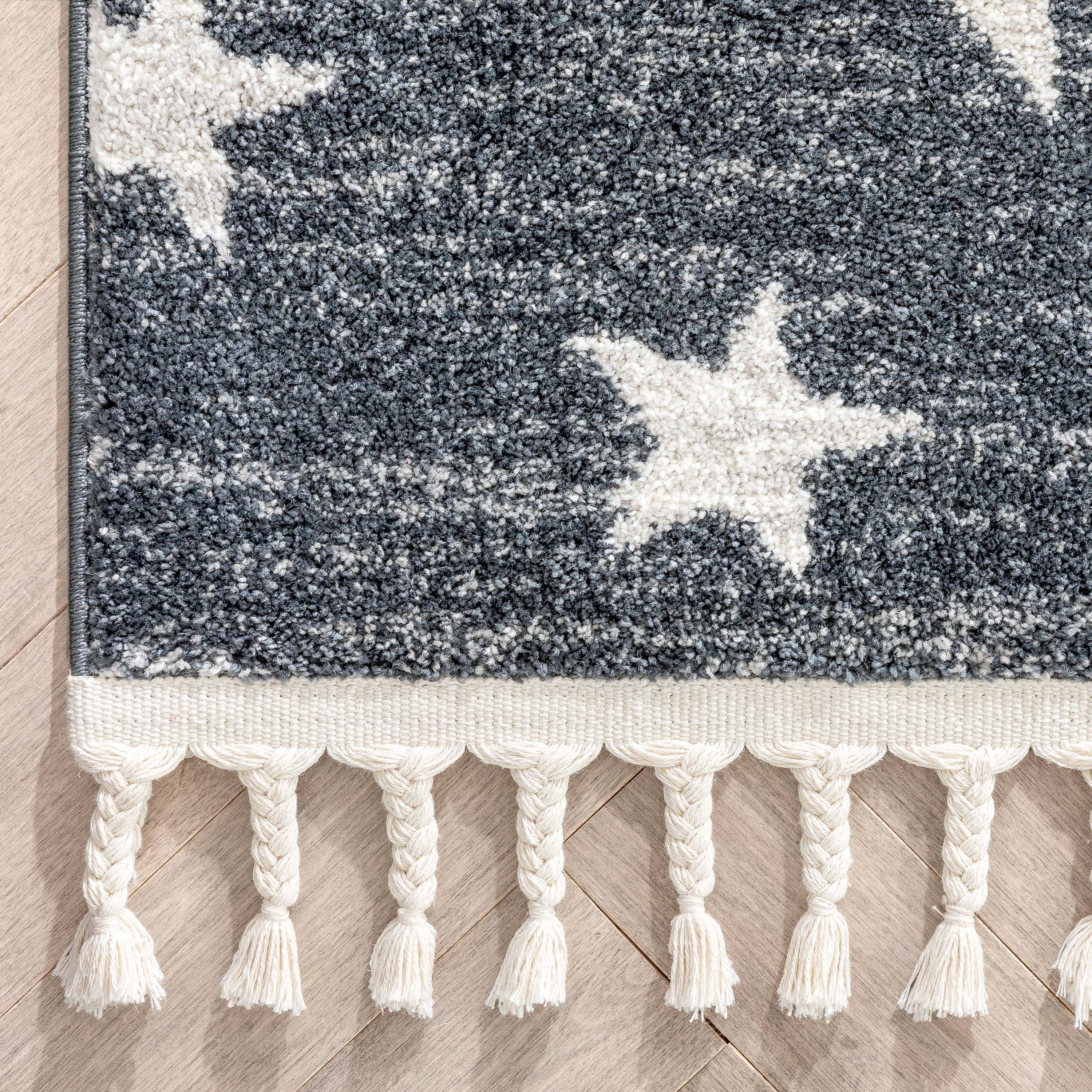 Well Woven Kennedy Stars Modern Kids Rug Grey 2'3" x 7'3" Runner Rug