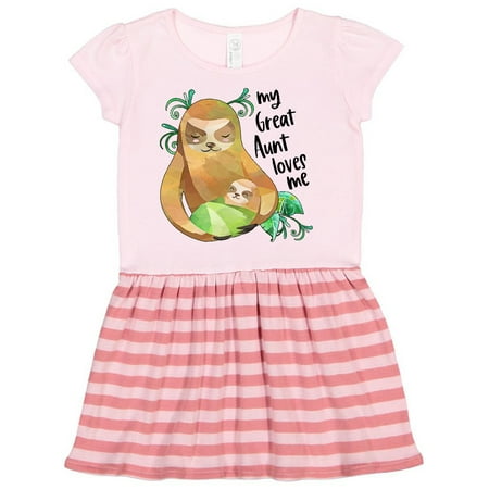 

Inktastic My Great Aunt Loves Me Cute Sloth and Baby Gift Toddler Girl Dress