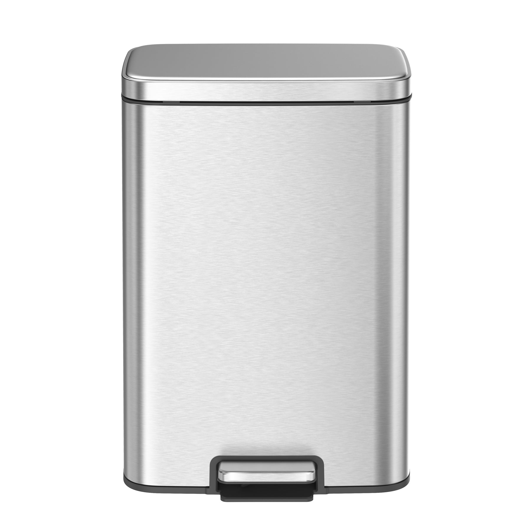EKO Maxwell Kitchen Trash Can, 13.2 Gallon Brushed Stainless Steel Step Garbage Bin with Soft Close Lid, Silver with Sample Trash Bags Included