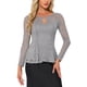 thumbnail image 1 of INSPIRAR CHIC Blusa de Mujer con Encaje en el Frente, Peplum, Manga Larga Transparente, Talla XL, Gris, 1 of 6