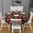 thumbnail image 2 of Red Strawberry Plants Fruit Pattern Black Pattern Round Tablecloth 60"x60",Wrinkle Wipeable Table Cloth for Kitchen Dining Room Picnic Patio Party, 2 of 6
