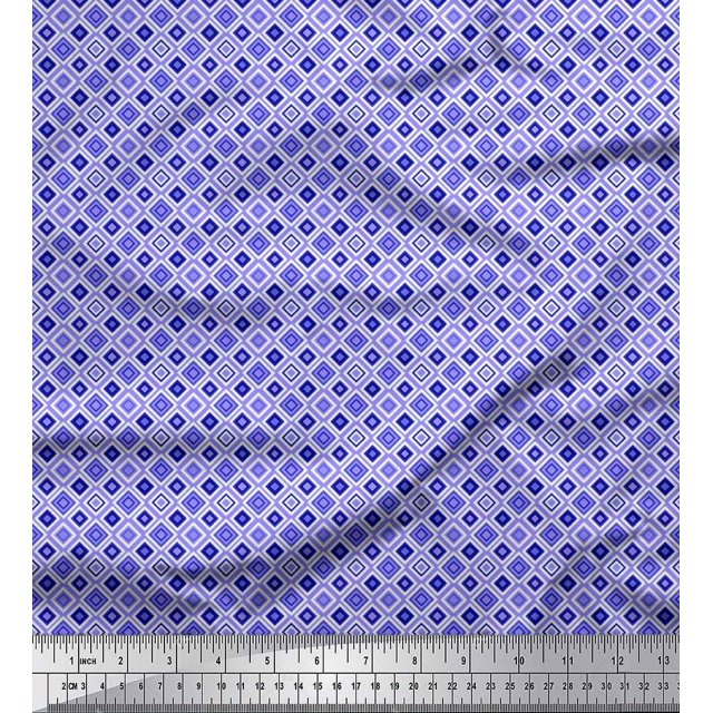 Soimoi Japan Crepe Satin Fabric Check & Geometric Printed Fabric 1 Yard 42 Inch Wide