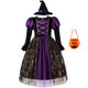 thumbnail image 1 of Vestido de bruja púrpura de manga larga para Halloween para niñas, disfraz de princesa bronceadora con estampado de telaraña, vampiro, fiesta de disfraces para niños Fivean unisex, 1 of 2