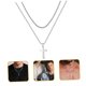 thumbnail image 5 of unbranded Collar De Cruz En Plateado Con Doble Capa Para Y Mujer Estilo Hip Hop, 5 of 8