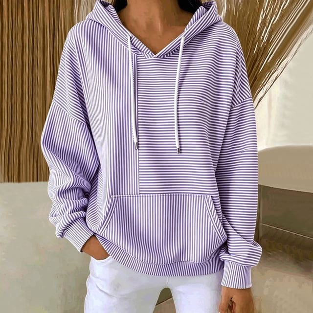 Neewe Womens Hoodies Casual Loose Long Sleeve Drawstring Pullover Sweatshirts Lightweight Hooded Tops with Pocket