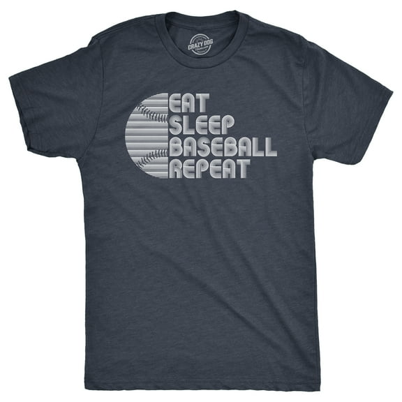 Mens Funny T Shirts Eat Sleep Baseball Repeat Sarcastic Graphic Novelty Tee for Men Graphic Tees
