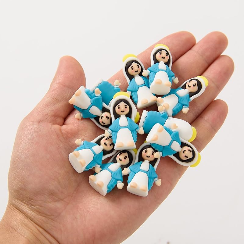 LeeCHee 50 Pcs Little Virgin Mary Figurines Miniature Virgin Mary Doll to Hide and Seek Classic Religious Gifts for Sunday Easter Eggs Stuffers Baptism Gift