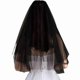 thumbnail image 1 of Black Short Hip Length Bridal Veils Simple 2-tier Bride Wedding Veil With Comb Soft T, 1 of 5