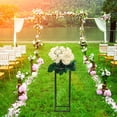 thumbnail image 2 of Metal Wedding Flower Stand Floor Vase Column Flower Stand Geometric Centerpieces Vase for Tabletop Flower Arrangement Event Reception Tables Decoration (29.52" H, W/ Metal Plate, Black), 2 of 9