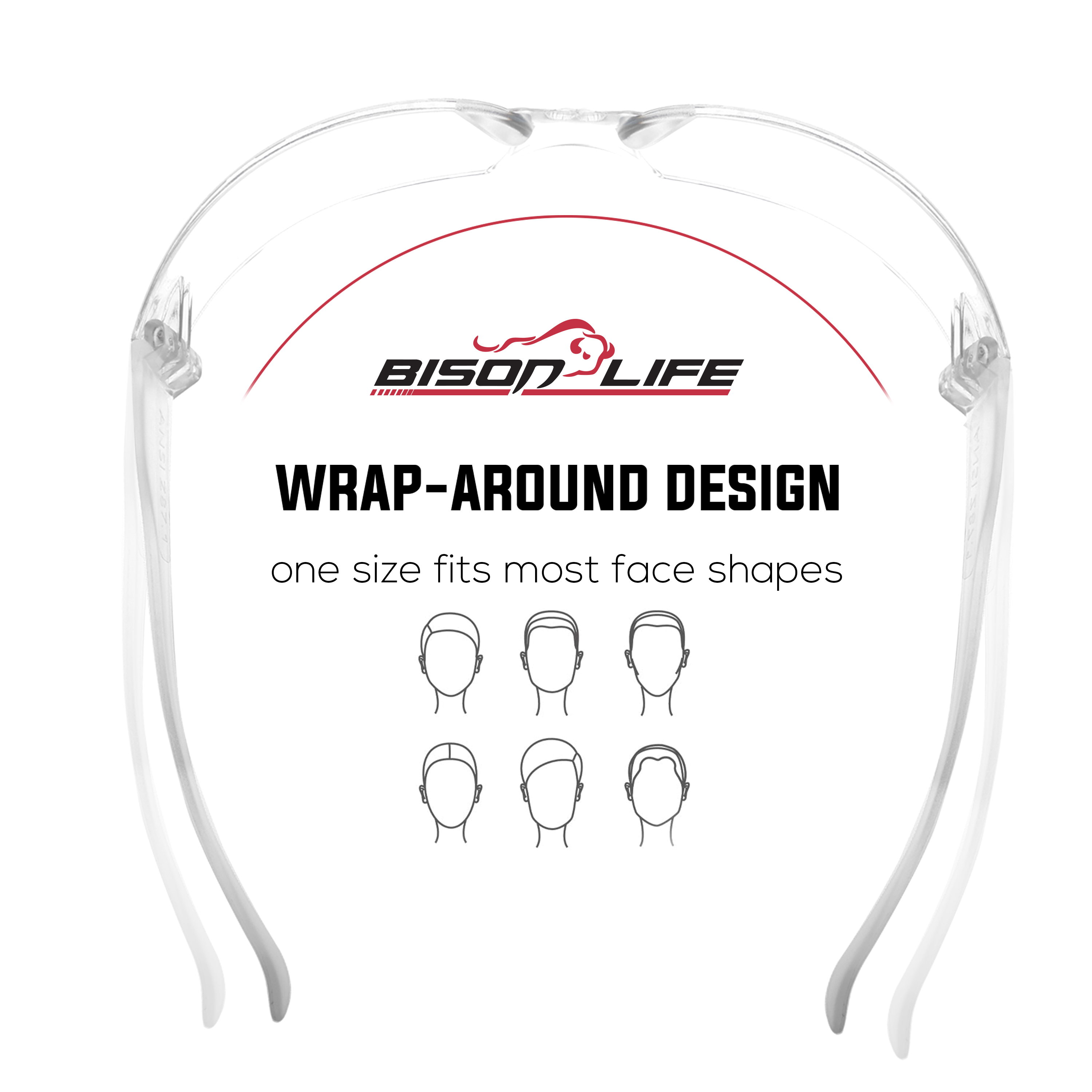 Bison Life Clear Safety Glasses, ANSI Z87.1, Pack of 12 photo 8