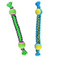 thumbnail image 1 of MPP Paracord Rope Big Dog Toys Durable Braided Double Tennis Ball Tug 18.5" Large (2 Toys - Both Colors), 1 of 5