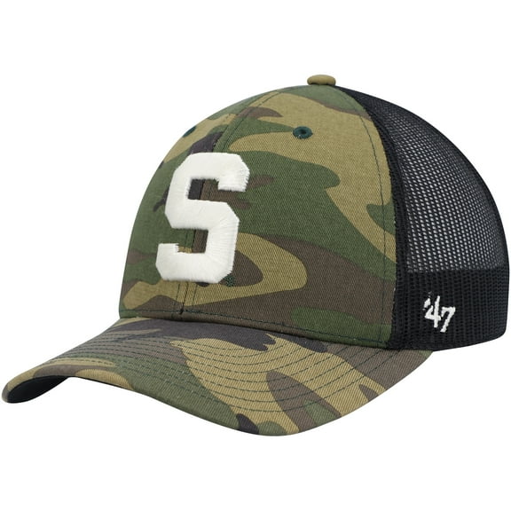 Men's '47 Camo/Black Michigan State Spartans Team Logo Trucker Snapback Hat