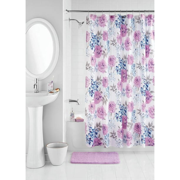 17Piece Mainstays Bathroom Accessory Set, Purple Flower