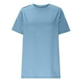 thumbnail image 7 of Wyobmus Womens Tops Summer High Crew Neck T Shirts Short Sleeve Casual Loose Fit Cute Basic Tee Clothes Sky Blue, 7 of 7