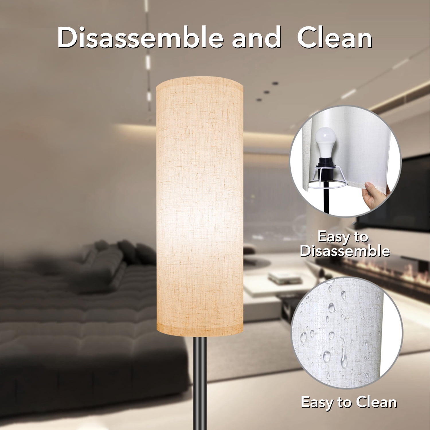 BN-LINK Dimmable Floor Lamp with 3 Color Temperatures, Standing Lamp with LED Bulb Included, Tall lamp for Living Room, Bedroom, Office